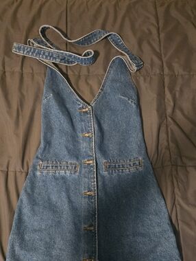 Edikted Blue Denim Kids One-Piece with Front Buttons